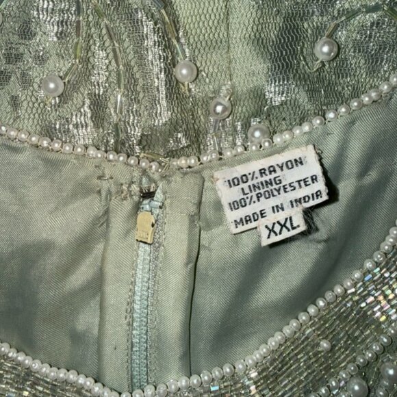 Scala Couture Vintage 80s Beaded Seafoam Green Cocktail Dress Sz XXL - Picture 12 of 15